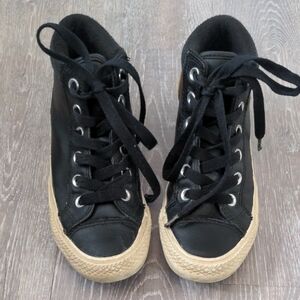 Converse Chuck Taylor All Star High Top Sneakers Black Leather Youth Size 2